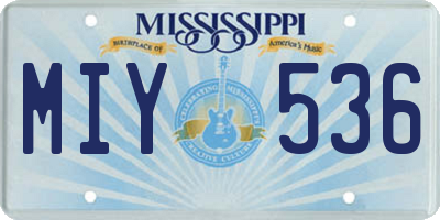 MS license plate MIY536