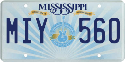 MS license plate MIY560