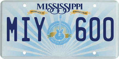 MS license plate MIY600