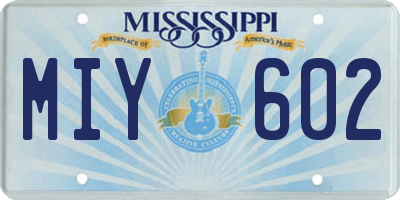 MS license plate MIY602