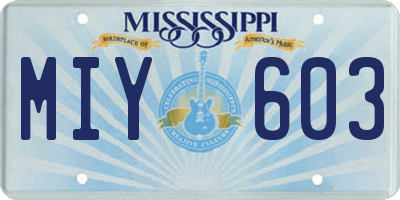 MS license plate MIY603