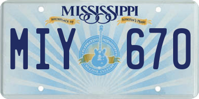 MS license plate MIY670