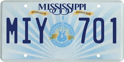 MS license plate MIY701