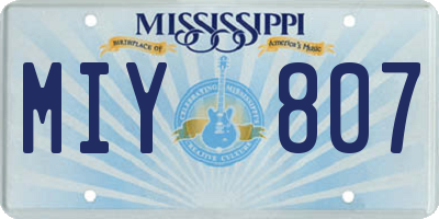 MS license plate MIY807