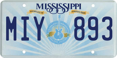 MS license plate MIY893