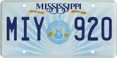 MS license plate MIY920