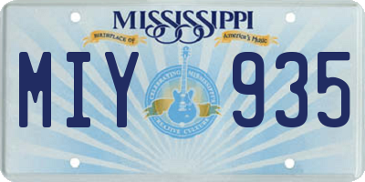 MS license plate MIY935