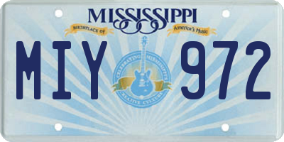 MS license plate MIY972