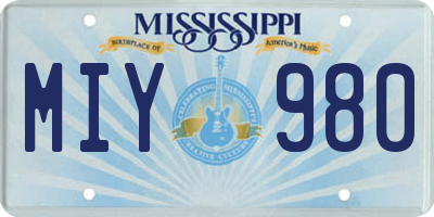 MS license plate MIY980