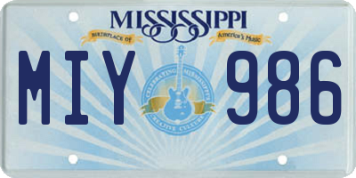 MS license plate MIY986