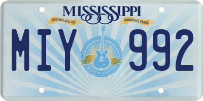 MS license plate MIY992