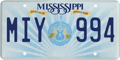 MS license plate MIY994