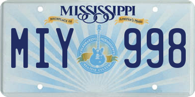 MS license plate MIY998