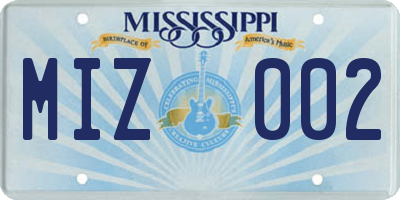 MS license plate MIZ002