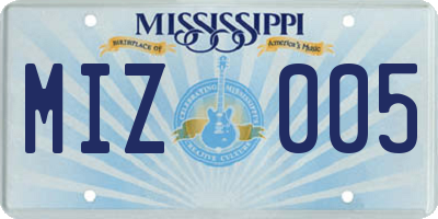 MS license plate MIZ005