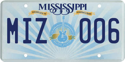 MS license plate MIZ006