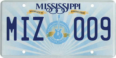 MS license plate MIZ009