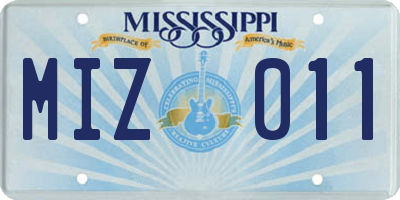 MS license plate MIZ011