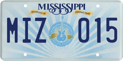 MS license plate MIZ015