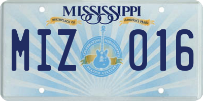 MS license plate MIZ016