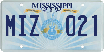 MS license plate MIZ021