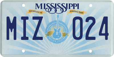 MS license plate MIZ024