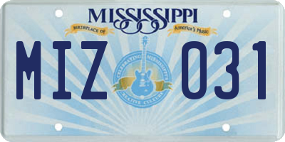 MS license plate MIZ031