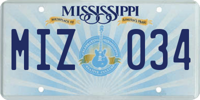 MS license plate MIZ034