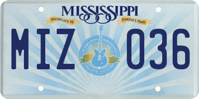 MS license plate MIZ036
