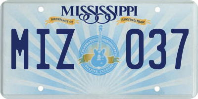 MS license plate MIZ037
