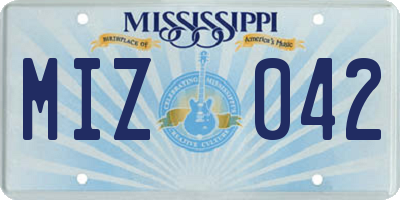 MS license plate MIZ042