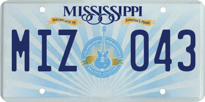 MS license plate MIZ043