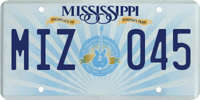 MS license plate MIZ045