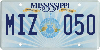 MS license plate MIZ050