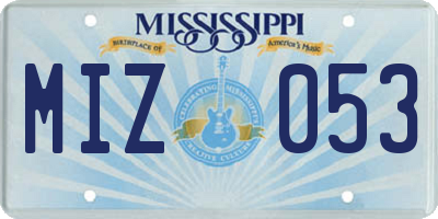 MS license plate MIZ053