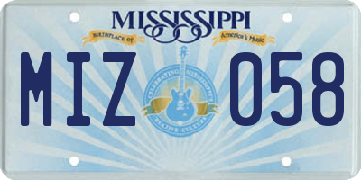 MS license plate MIZ058