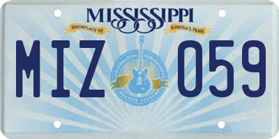 MS license plate MIZ059