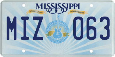 MS license plate MIZ063