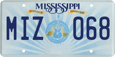 MS license plate MIZ068