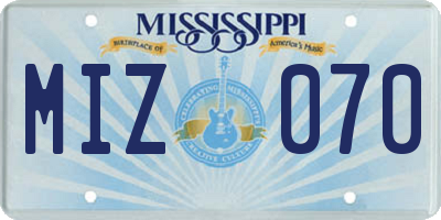 MS license plate MIZ070
