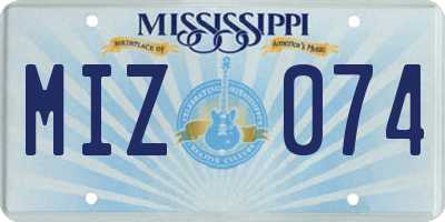 MS license plate MIZ074