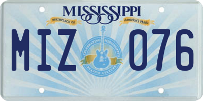MS license plate MIZ076