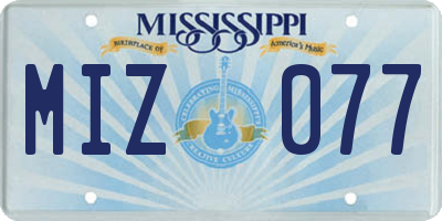 MS license plate MIZ077