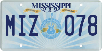 MS license plate MIZ078