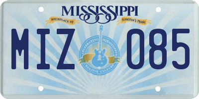 MS license plate MIZ085