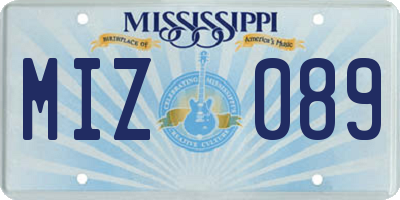 MS license plate MIZ089