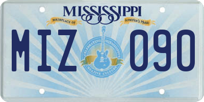MS license plate MIZ090