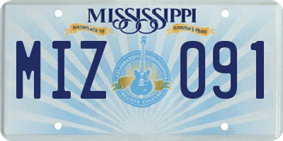 MS license plate MIZ091