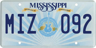 MS license plate MIZ092