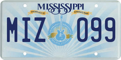 MS license plate MIZ099